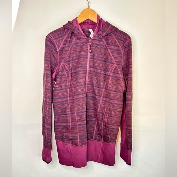 Lululemon Women’s 12 Daily Practice Jacket Hooded Full Zip Long Sleeve Maroon - Picture 2 of 7